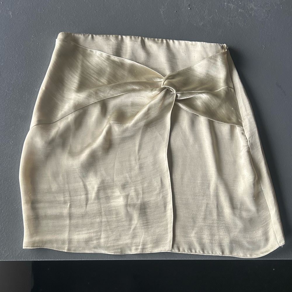 ASOS Cream Knot Front Satin Skirt